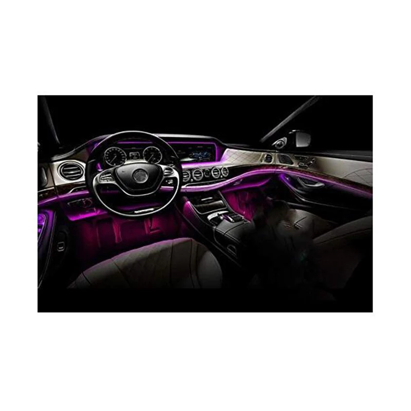 10 в 1 8 м звуковая активная EL неоновая подсветка для салона автомобиля приложение светодиодный свет салона автомобиля Многоцветный Bluetooth телефон управление атмосферным светом 12 В