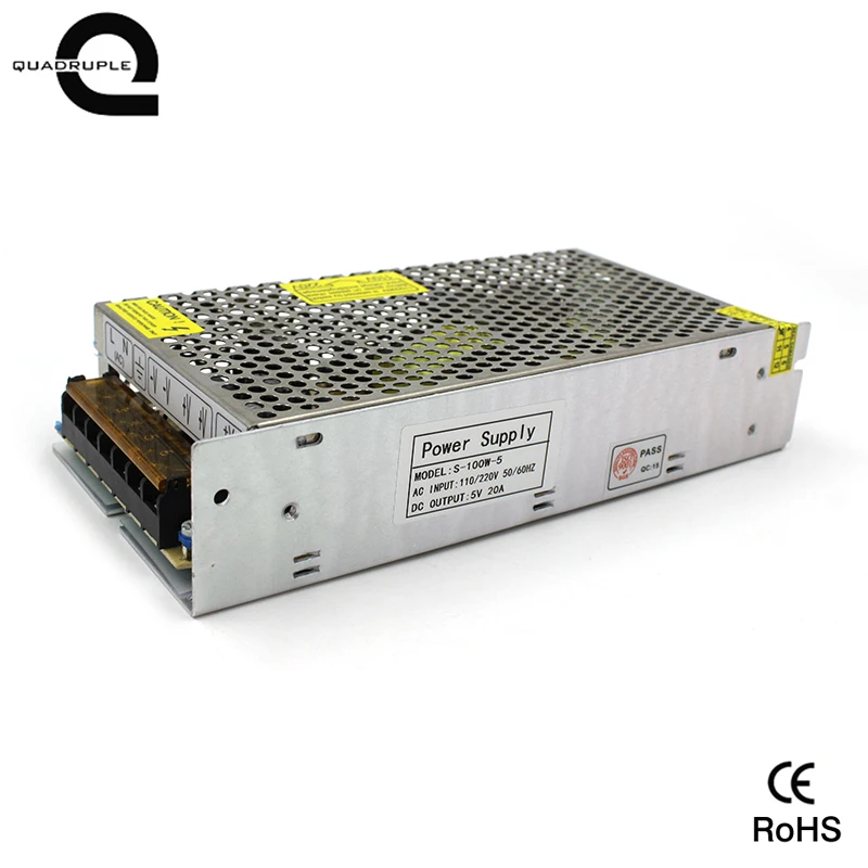 

Quadruple 5V 20A 100W Switching Power Supply Driver Transformer For LED Light Strip Display AC100-240V Factory Supplier