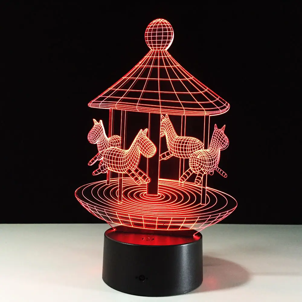 Удивительные светодиодный Бесс ночные огни 3D карусель Иллюзия свет в ночь 7