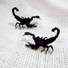 Creatve акриловые черные серьги в виде скорпиона с лазерной огранкой, серьги-гвоздики для джазовых девушек, вечерние Серьги Brincos, очаровательные серьги в виде животных