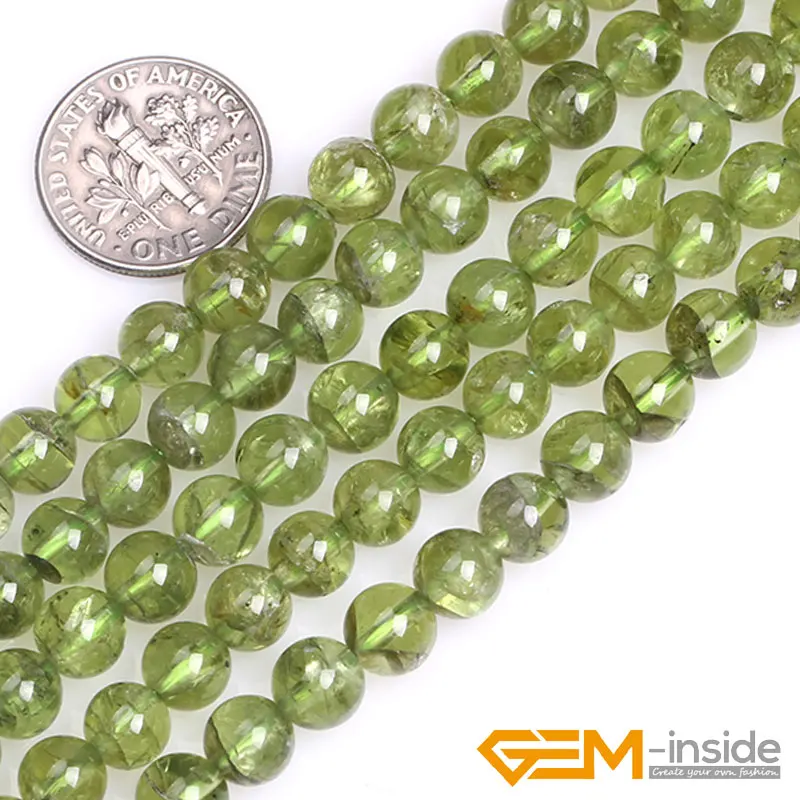 

7mm 8mm Round Green Natural Peridot Quartzs Stone Semi Precious Beads DIY Loose Beads For Jewelry Making Strand 15"Wholesale