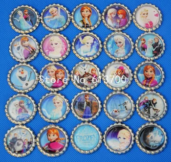 

Free Shipping 120Pcs Queen Anna ElsaFlatten Bottle Caps Cartoon Bottle Caps For DIY Hair bows Jewelry Crafts Pendant Necklace
