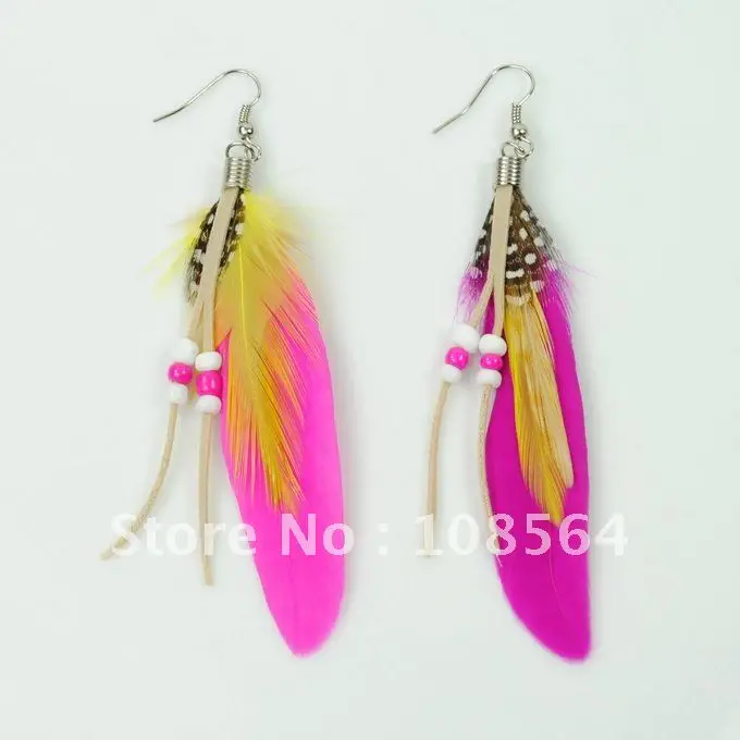 New Fashion Feather Dangle Pea Earrings Pink Vintage New Fashion Feather Dangle Pea Earrings Pink Vintage Jewelry Jr0038 Free Shipping 18 Pairs In 1 Lot Drop From