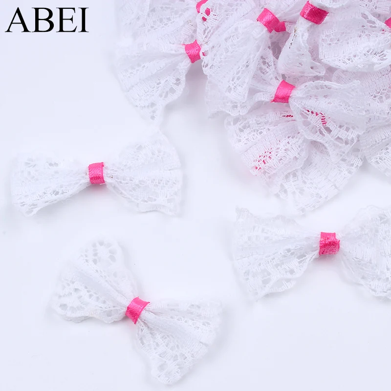 

50pcs/lot White Bow Accessories DIY Lace Bow Ties for Garments Sewing Ornaments Handmade Pacthwork Craft Wedding Decoration
