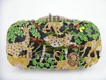 ZOO Schwarz dschungel Wald Kristall tiere Dame mode hohlen metall Abend handtasche Hochzeit Braut Party clutch bag handtasche