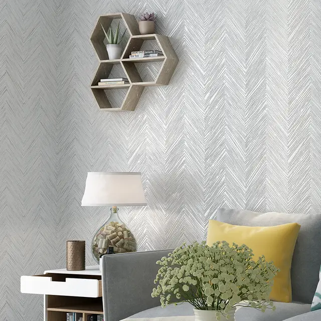 Us 16 8 52 Off Grey Cream White Coffee Beige Bedroom Living Room Textured Wallpaper Modern Plain Zig Zag Wall Paper 10m Home Decor In Wallpapers