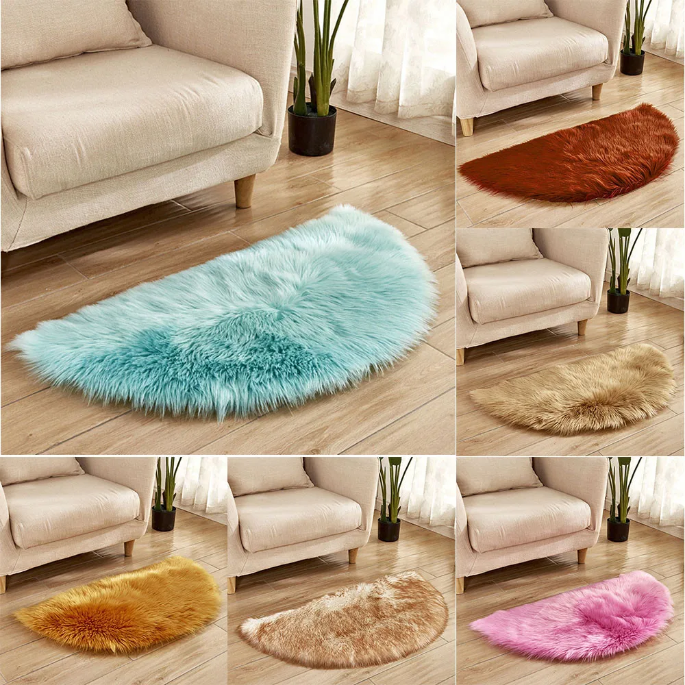 Шерсть имитация ковры из овчины искусственного меха нескользящие для спальни, ворсистый ковер коврики для гостиной спальни детской комнаты оптом