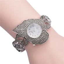 2016 Nouvelles Femmes De Mode Feuille Parttern Japon Movt Quartz Montre, argent Bracelet Montre