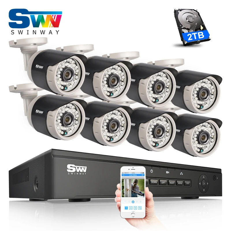 SW New 8CH 720P HD POE CCTV System Video Recoder&ampOnvif 1.0MP Outdoor+Indoor Waterproof 48V 30IR Security Camera Kit | Безопасность и