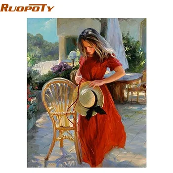 

RUOPOTY Figure Painting Girls DIY Painting By Numbers Unique Gift Home Wall Art Decor Modern Handpainted Oil Painting Artwork