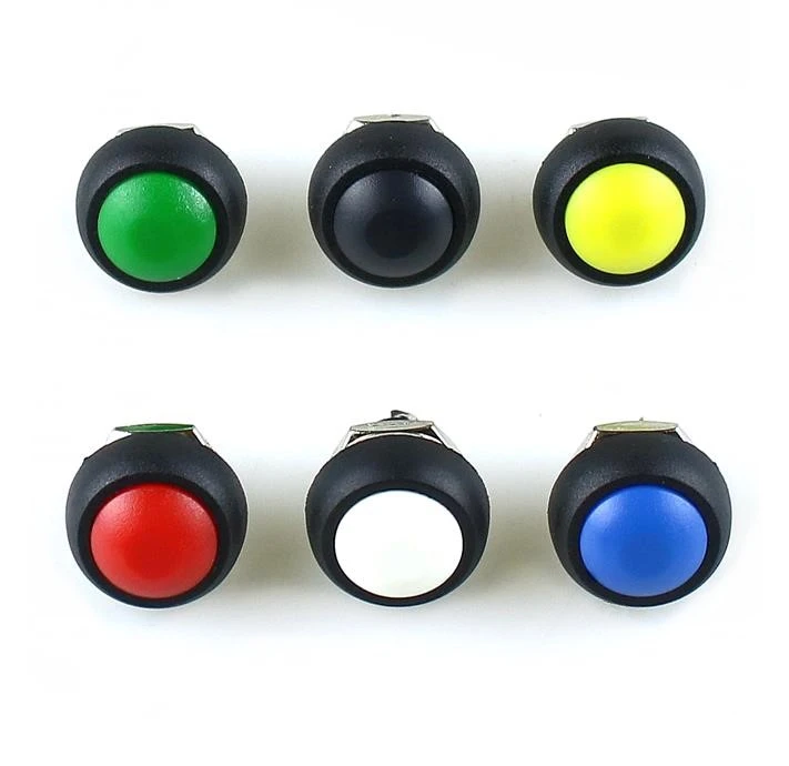 

5Pcs PBS-33B 12mm Mini Switch 2Pin 1A Waterproof Momentary button Switch Black Red Green Yellow White Blue