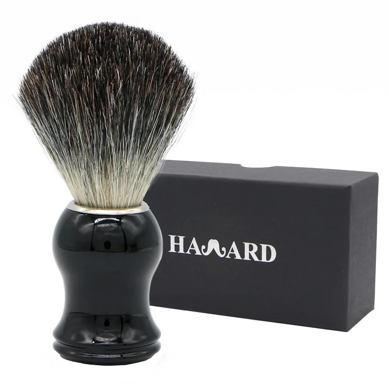 HAWARD RAZOR Men's 100 Pure Badger Hair Shaving Brush Black Plastic Handle For Classic