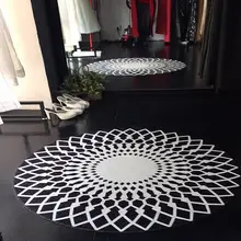 Геометрическая полоса, скандинавский модный круглый ковер, журнальный столик, для спальни, гостиной, коврик для сада, детский коврик, компьютерное кресло, подушка