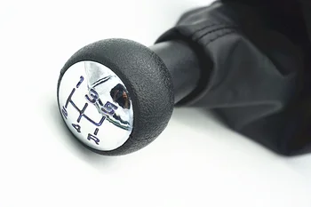 

FAT Free Shipping New 5 Speed Car Gear Shift Knob With Real pu Leather Boot And Chrome Top Cap For Peugeot 207 307 308 406