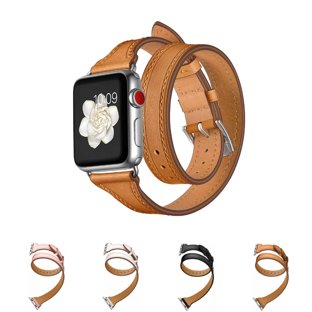 strap For Apple watch band 42mm 38mm 3 2 1 iWatch Double Tour Genuine Leather watchband Bracelet loop Wrist belt+metal buckle strap For Apple watch band 42mm 38mm 3 2 1 iWatch Double Tour Genuine Leather watchband Bracelet loop Wrist belt+metal buckle