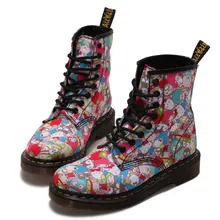 2016 Free Shipping New Hot Sale Love Myun Martin boots 8 hole boots canvas printing Hello Kitty booties women’s boots