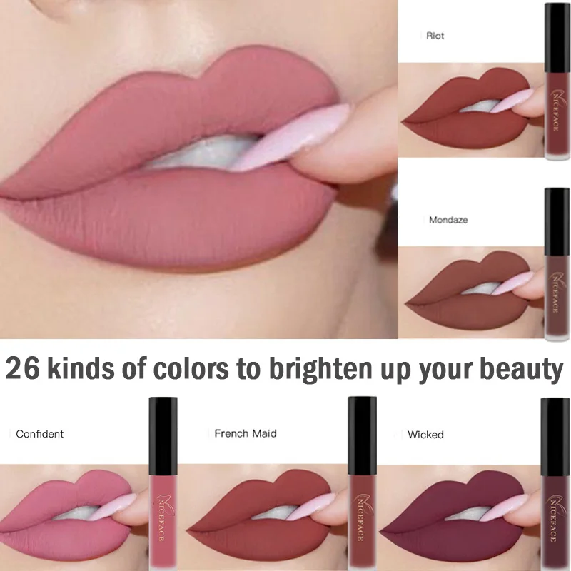 Помада Nice Face Brand 26 цветов татуажная помада Maquillage batom liquido mate нюдовая жидкий блеск