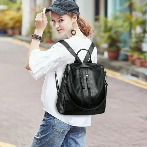Women's Fashion PU-Leather Waterproof Travel Backpack Student School Bag New Women's Fashion PU-Leather Waterproof Travel Backpack Student School Bag New