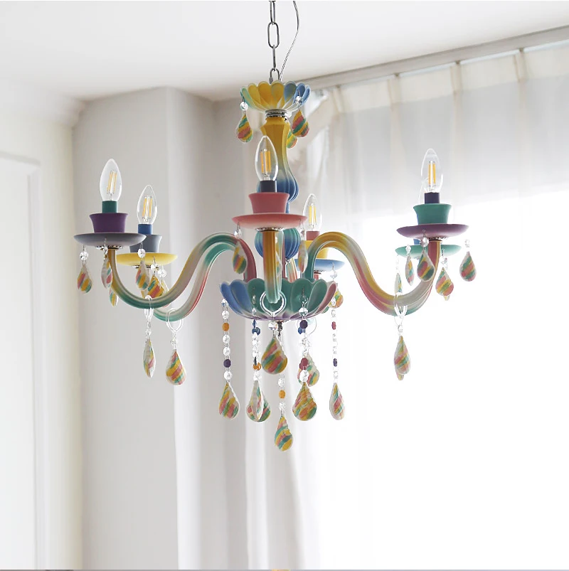 Modernos de Iluminação Lustres de Teto de Cerâmica Colorida para as Crianças Lustres Vivem Quarto Luster Luminária Que 110v220v 6 de cerâmica Colorida para as crianças que