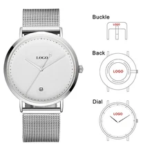 CL027 торговой компанией Логотип, название календарь OEM часы Для мужчин Нержавеющая сталь кварцевые часы Заказные Для мужчин s часы с шипами с датой
