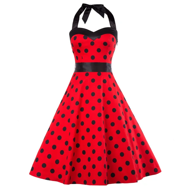 red polka dot dress 50s