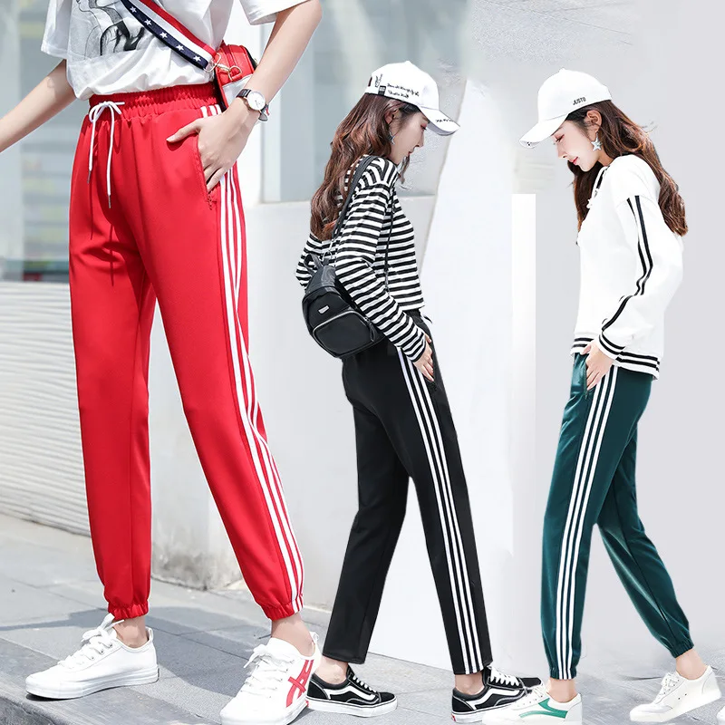 

Hiphop sports pants female Harajuku loose Korean version of the wild three bars student casual harem pants trousers