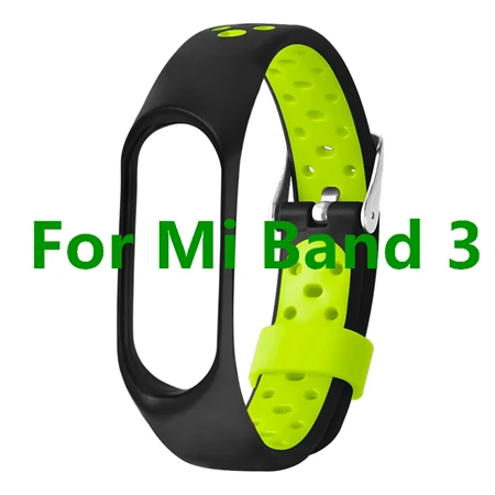 Buckle For Band 3 Double Color Mi Band 3 Strap For Xiaomi Mi Band 3 Miband 3 Sport Silicone Bracelet For Xiaomi Mi Band 4 Breathable Watch Band - Цвет: Buckle For Band 3