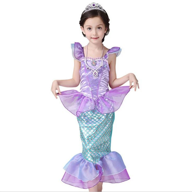 Новый Ариэль Русалочка Ариэль Косплэй костюм для детей праздничное платье для девочки платье Русалка платья принцессы Хэллоуин cos