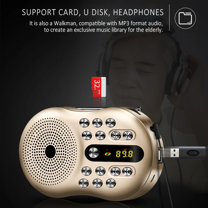 V3 радио старый pelple динамик для карты TF Портативный Boss звук мини Mp3 HD стерео