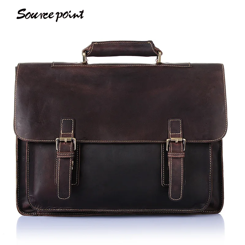 

Male Genuine Leather Men's Handbag Vintage Man Briefcases Handle Suitcase Portfolio Men Messenger Shoulder Leather Crossbody Bag