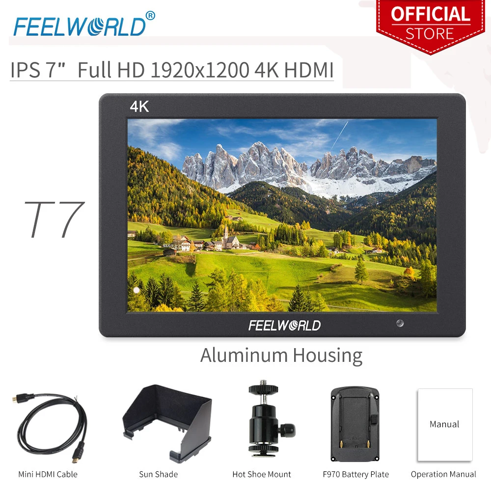 Feelworld 7 дюймов ips 1920x1200 4K монитор HDMI камера полевой монитор цельный алюминиевый корпус с пиковым фокусом для sony Nikon T7