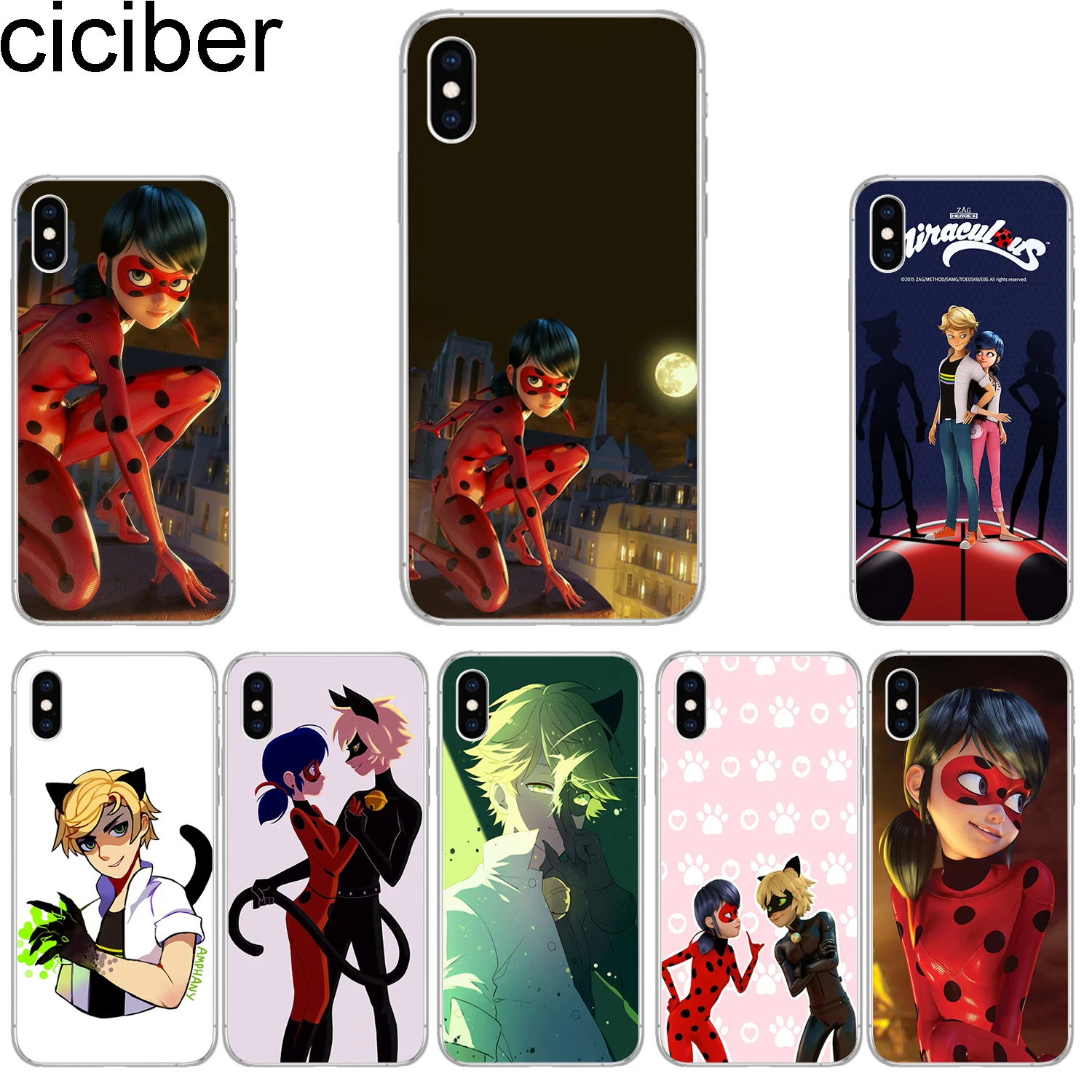 

ciciber Phone Cases for IPhone 8 7 6 6s Plus SE 5s Soft TPU Back Cover for IPhone X Xs XR XS Max Case Miraculous Ladybug Coque