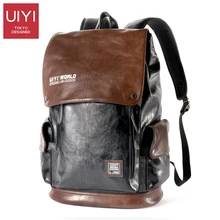 UIYI мужской рюкзак из искусственной кожи высокого качества 14 дюймов Сумка для ноутбука для мужчин цветной Повседневный веревочный рюкзак для мальчиков# UYB7035