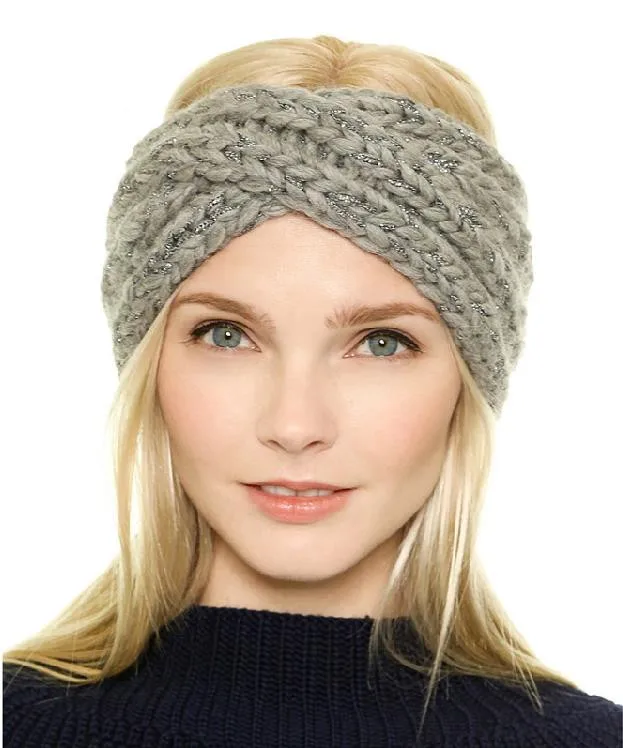 Fashion Stretchy Turban Head Wrap Metallic strand burnish feels soft knitting Bandana Hijab Pleated Indian Cap Wool hair band | Аксессуары