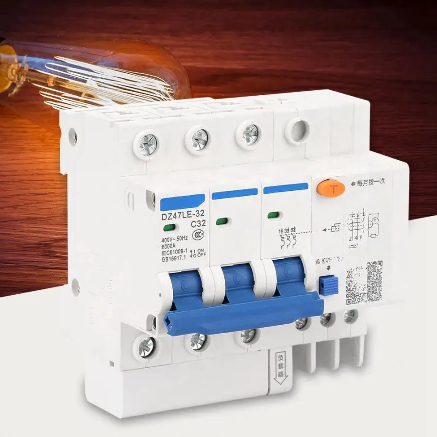 

400V Current Circuit Breaker DZ47LE-32 3P+3 C32 Circuit Breaker Leakage Protection Current Circuit Breaker 400V 32A