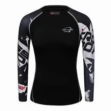 2017 New Women girls Compression T Shirts Long Sleeve 3D Print Tee Female Body Weight Lifting