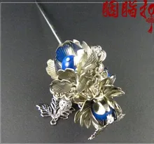 Agate Twin Lotus Flower Hair Stick Three Sides 3D Lian He Di Hanfu Costume Hair Accessory Hair Jewelry