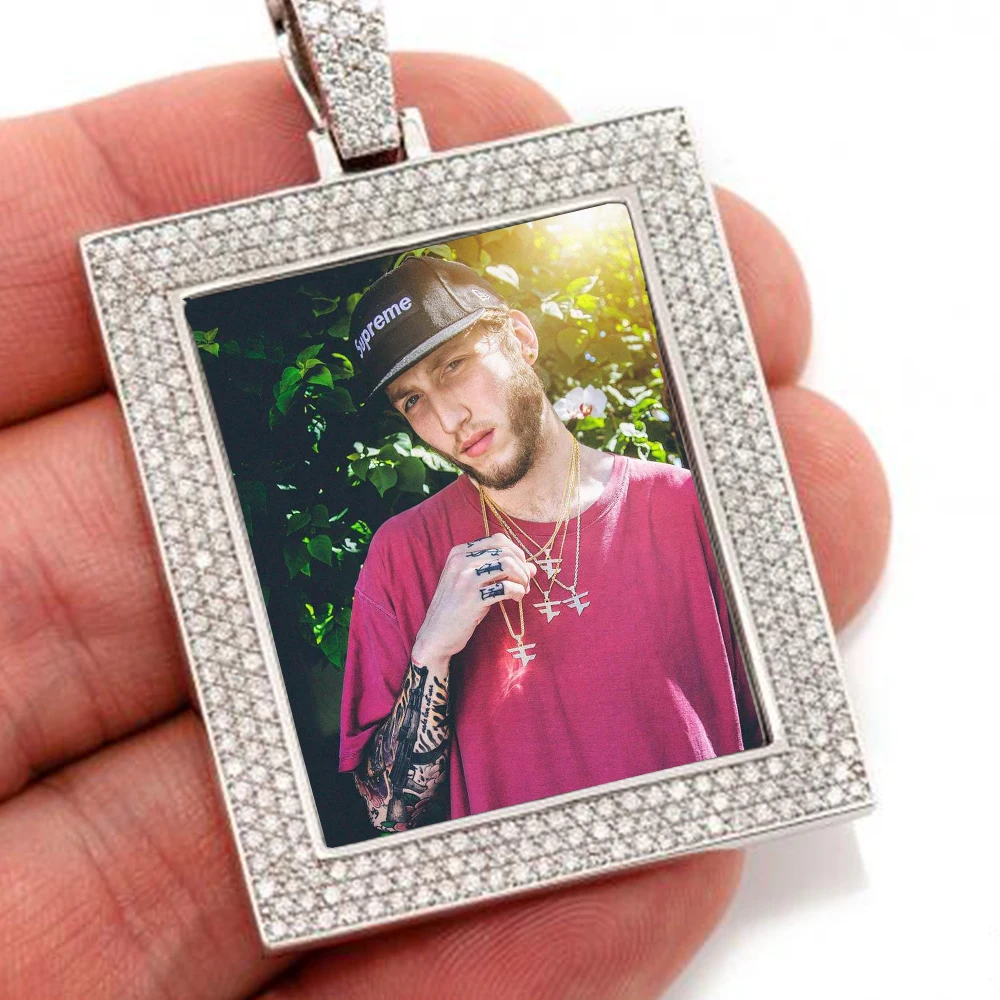 Индивидуальный заказ фото медальоны кулон цепь с 3 мм канат цепь Iced Out кубический циркон мужская хип хоп ожерелье ювелирные изделия подарок