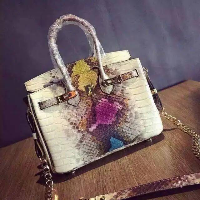 

free shipping Platinum package mini chain of packet first layer of cowhide snake snakeskin handbag genuine leather handbag