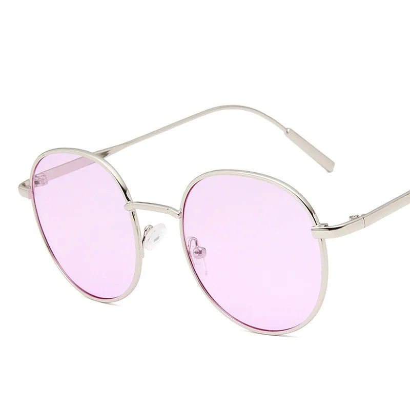 RBROVO, круглые солнцезащитные очки с большой оправой, для женщин, фирменный дизайн, океанские линзы, зеркальные солнцезащитные очки, сплав, Oculos De Sol Feminino, uv400 - Цвет линз: SilverPurple