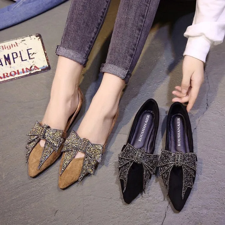 Chaussures Bout Profonde Bouche Femmes Nouvelles 2018 Noir Mis Saisons Simples Arc Plat kaki Doux Peu XAxFgq