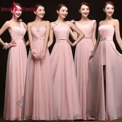 Красота Emily хит продаж розовое платье подружки невесты 2019 Шифон Vestidos De Festa Longo вечерние Свадебные Элегантные длина до пола