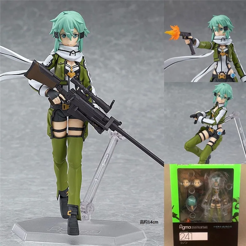 Аниме Меч Арт онлайн фигурка Brinquedos Figma 241 Sinon Asada Sao 2 ПВХ фигурка Коллекционная модель детские игрушки 15 см