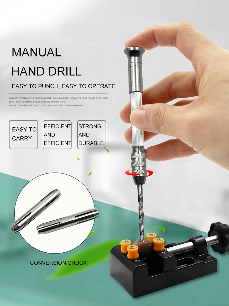 Aluminum Alloy Manual Drilling Mini Drill Bit Wenwan Model Woodworking Nuclear Carving Eye Drilling Simple Hand Drill Tools h4