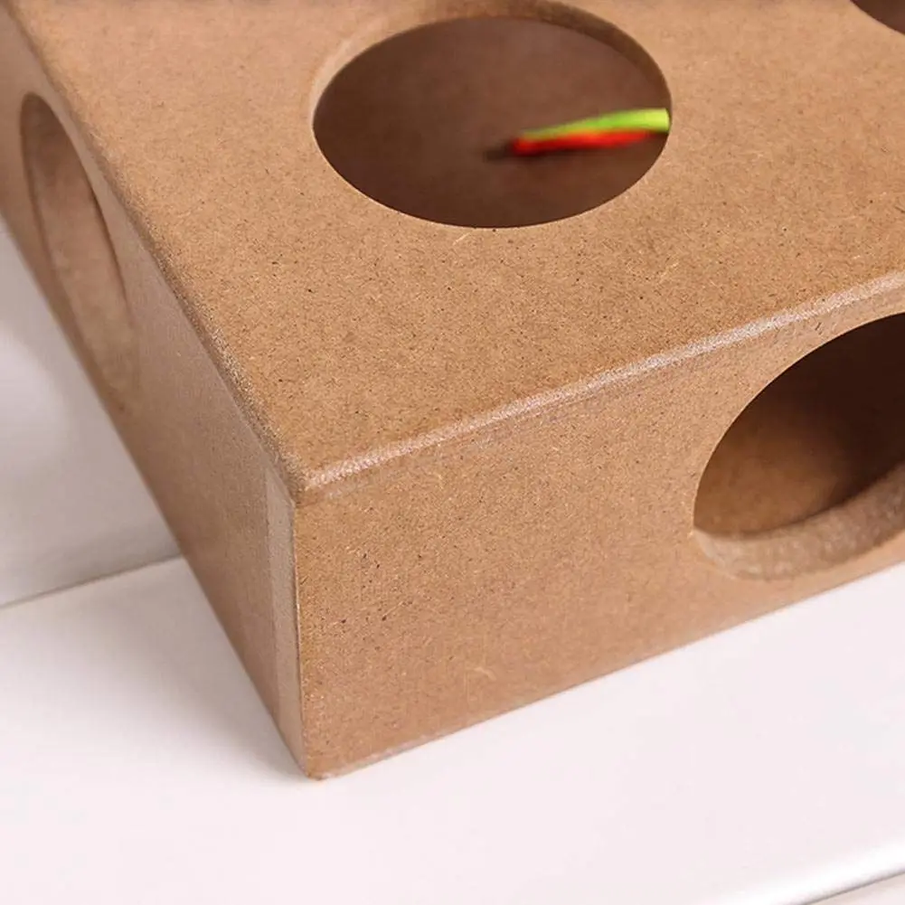 Hot Interactive Cat Toy Puzzle Box Wooden Peek Play Toy Box Hide & Seek Cat Mice Toy & Puzzle Feeder Adorable Cat Toys