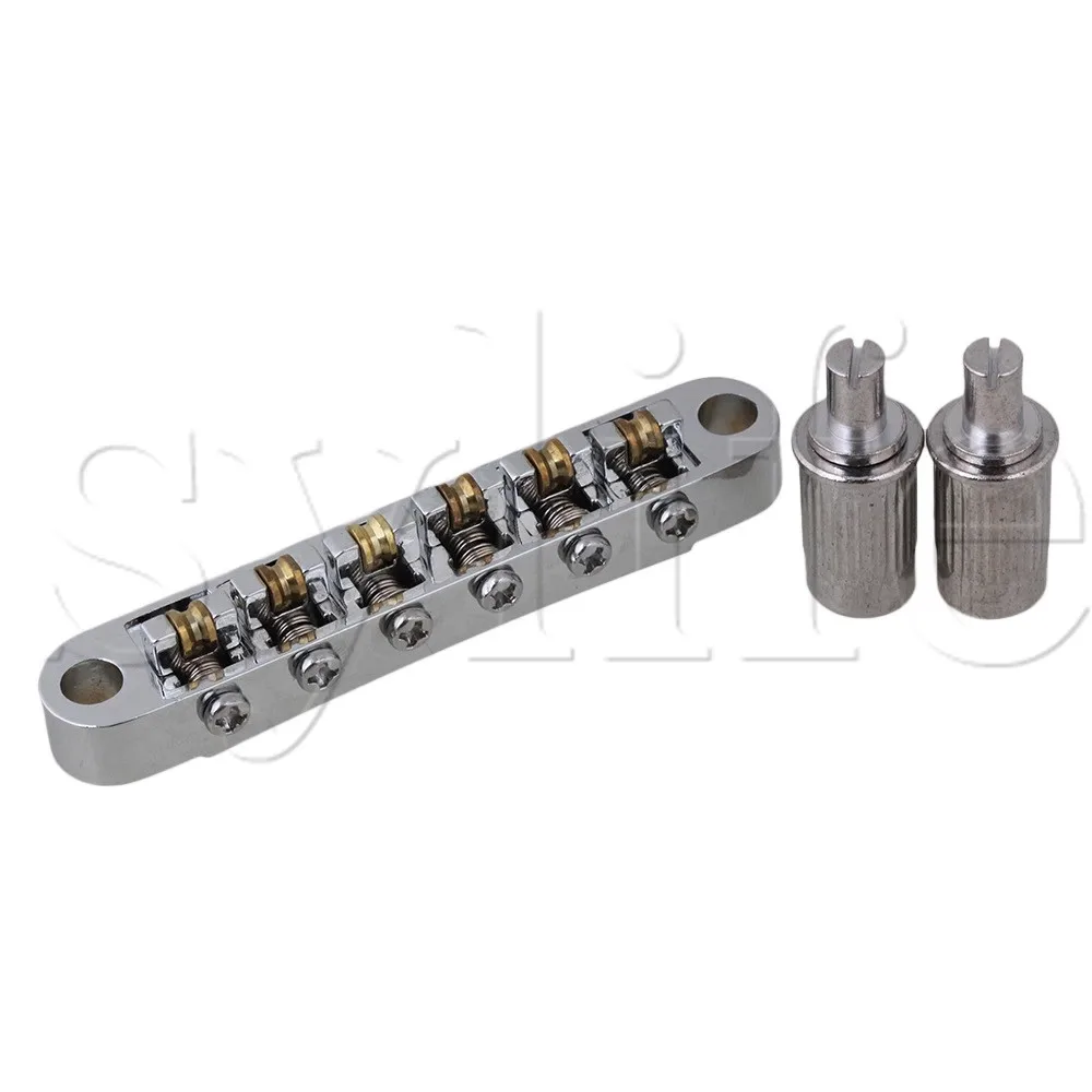 

Silver Roller Saddle Bridge for Guitar Replacement with Locking Posts