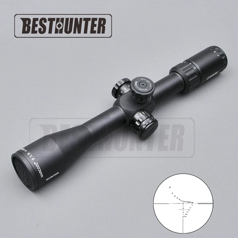 

Marcool 4-16x44 SFIR FFP Optical Hunting Riflescope Red Illuminated Reticle Fiber Sight Sniper Hunting Rifle Socpe Free DHL