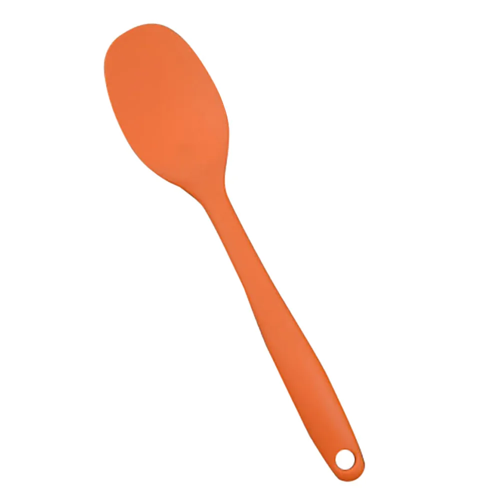 Multi-color environmentally friendly portable handle silicone kitchen baking utensils spoon and practical spoon cooking tool#LC