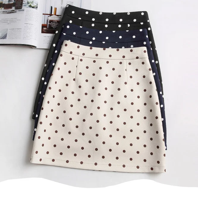 

Polka Dot Skirt Summer Female 2019 Thin A-line Skirt Retro High Waist Spring Autumn Chic Skirt