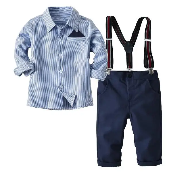 Одежда для мальчиков г. зимний хлопковый свитер с бриллиантом, рубашка, брюки галстук-бабочка, джентльменский комплект из четырех предметов, вечерние платья на день рождения - Цвет: blue